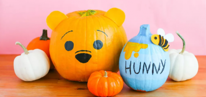 winnie the pooh painted no carve pumpkins