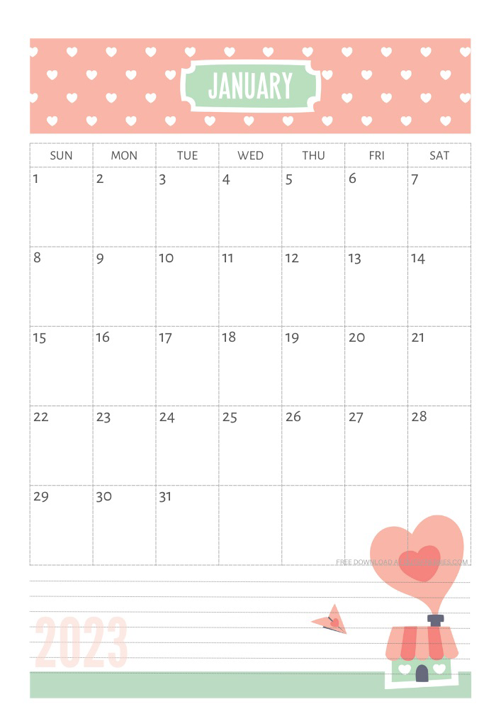 Cute Hearts 2023 Calendar