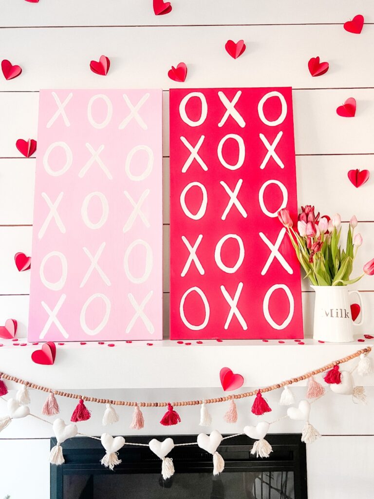 DIY XOXO Valentine Mantel Signs