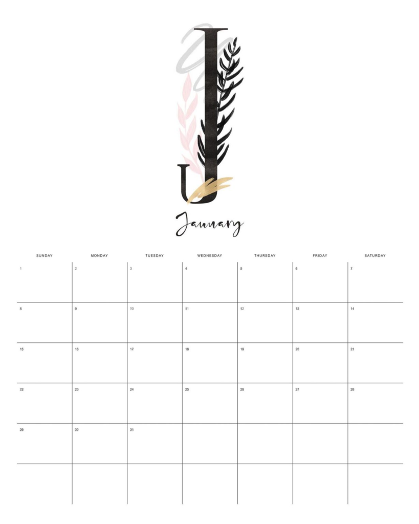 Monogram 2023 Printable Calendar