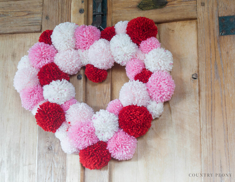 Pom Pom Heart Wreath