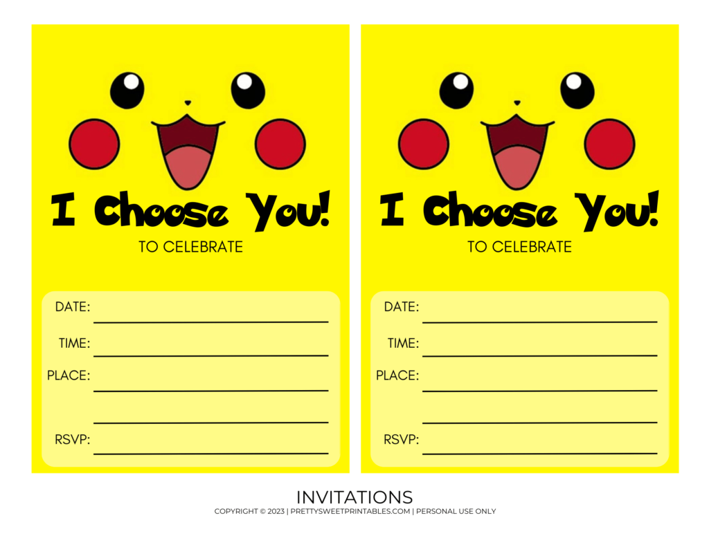 Printable Pokemon Invitations