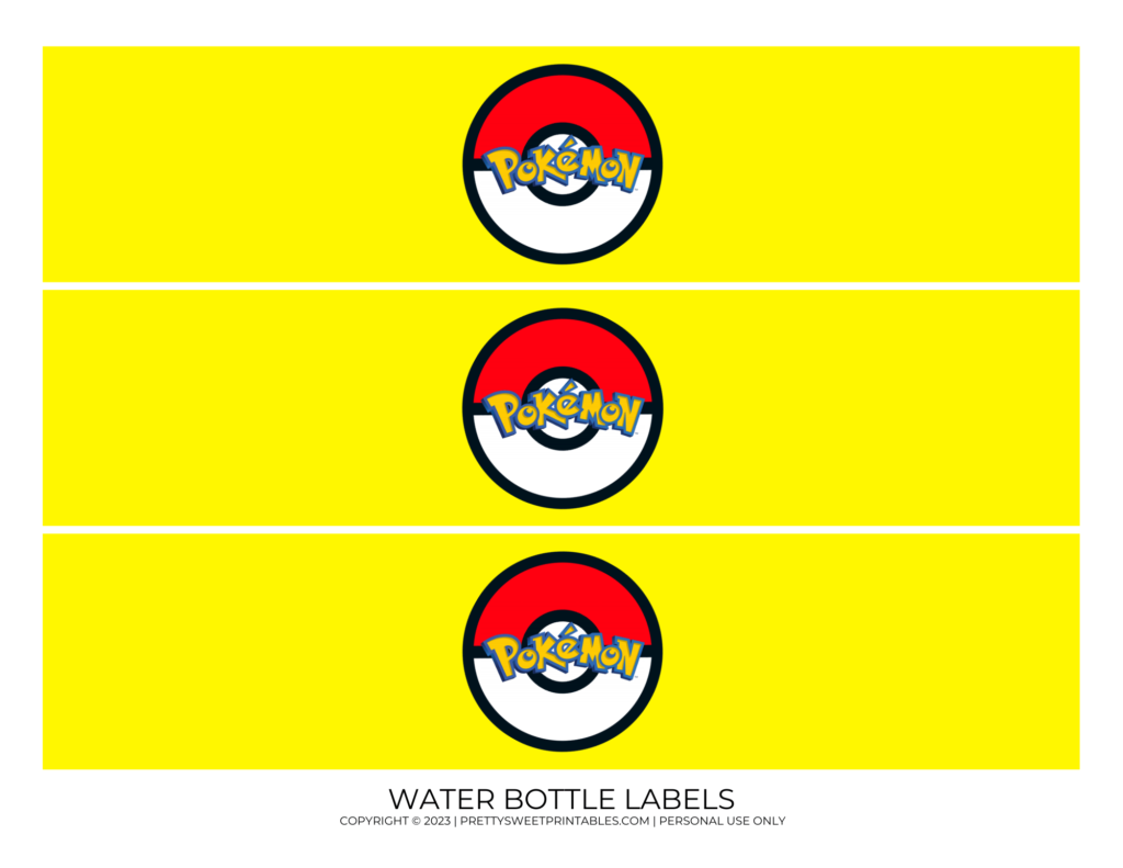 Pokemon Water Bottle Labels Printables