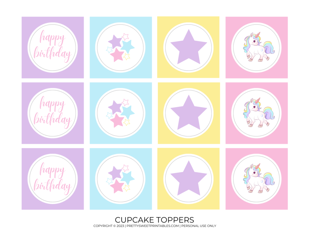 unicorn cupcake toppers