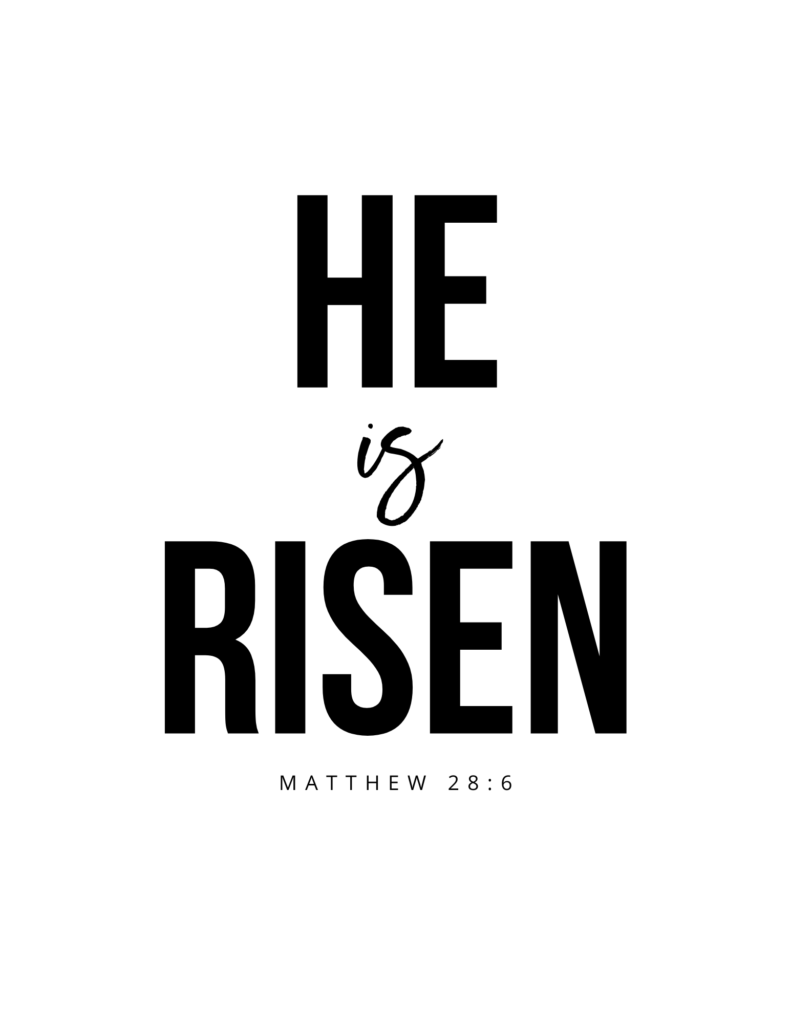 he is risen black and white printable