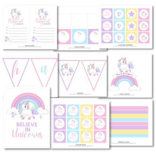 unicorn party printables featured