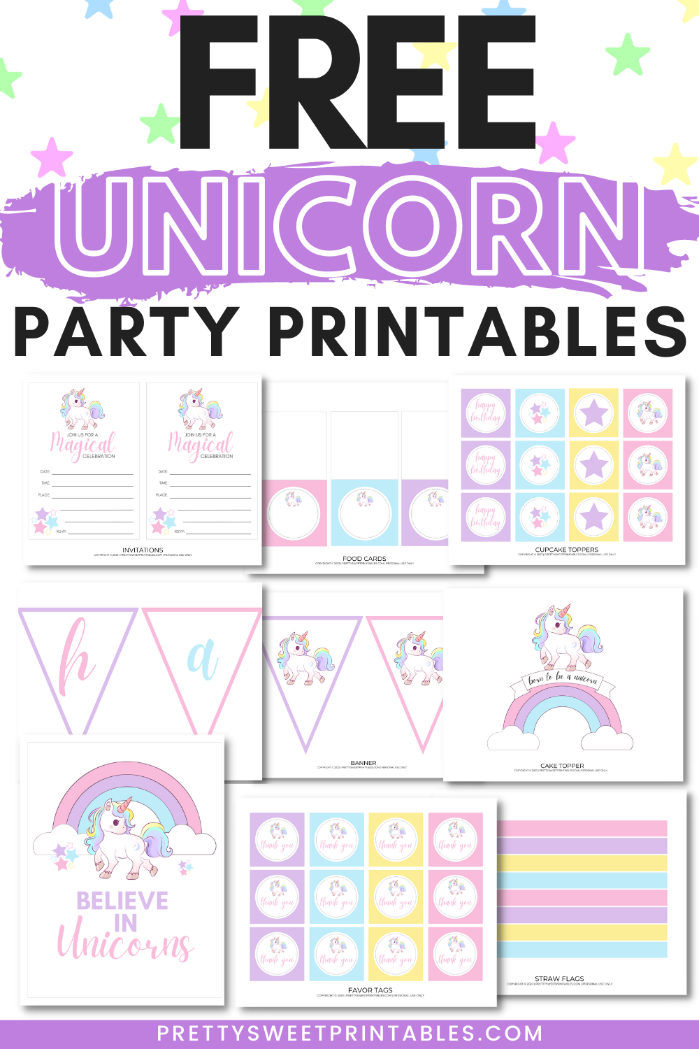 Free Unicorn Party Printables to Make Your Event Magical | Pretty Sweet ...