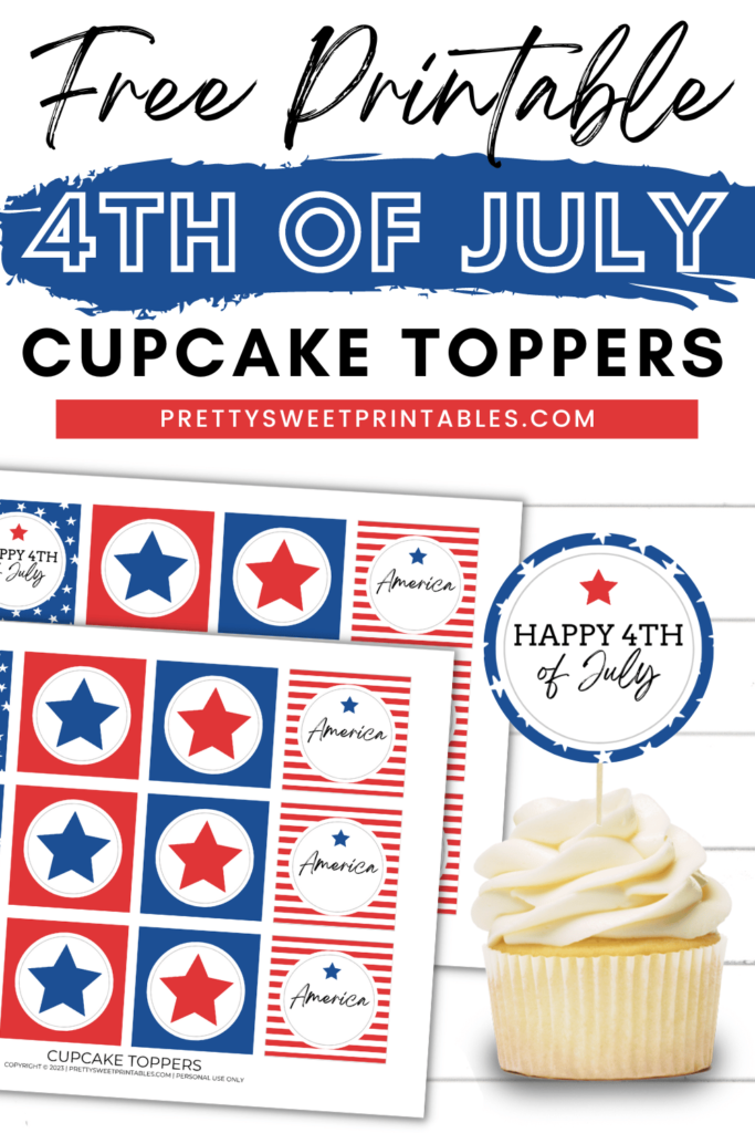 4th of July cupcake toppers