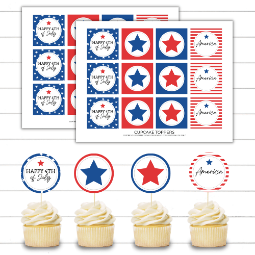 4th of July cupcake toppers featured