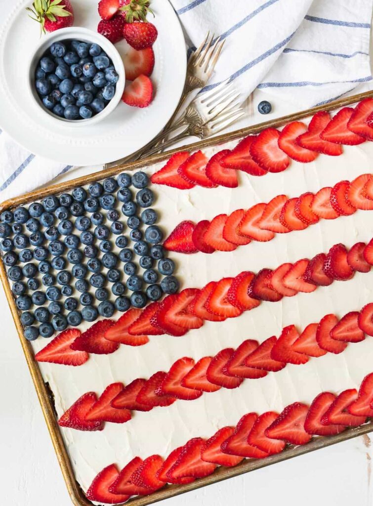 strawberry and blueberry flag cake