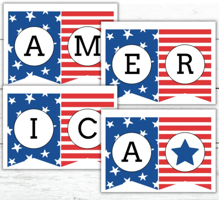 free printable patriotic 4th of July banner 4th of July party ideas