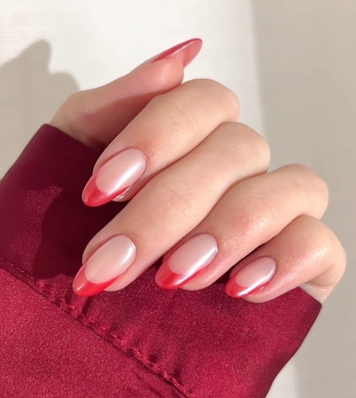 glazed French holiday nails