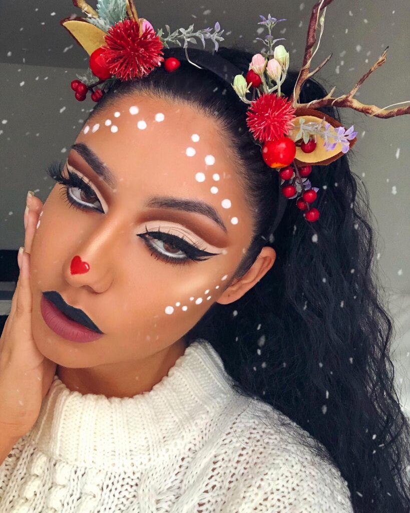 Glam Christmas Reindeer Makeup