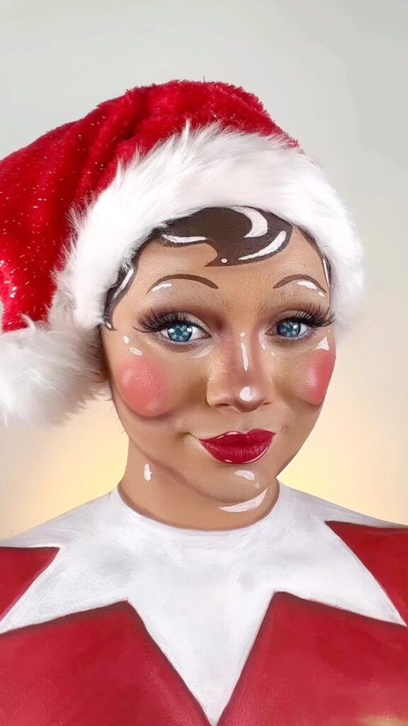 elf on the shelf Christmas makeup tutorial