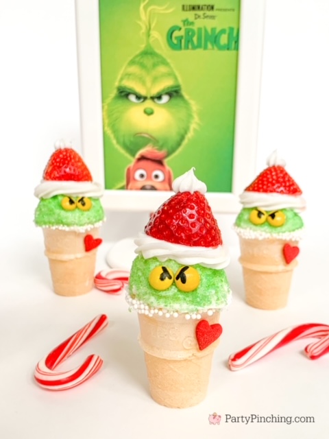 mini grinch ice cream cones