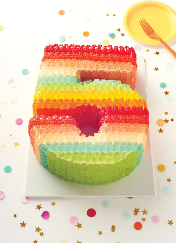 number gummy bear cake